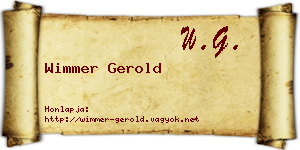 Wimmer Gerold névjegykártya